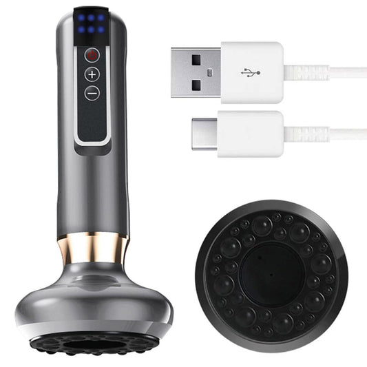 Вакуумний масажер акумуляторний, 6 режимів, Сірий / Ручний масажер для тіла від целюліту