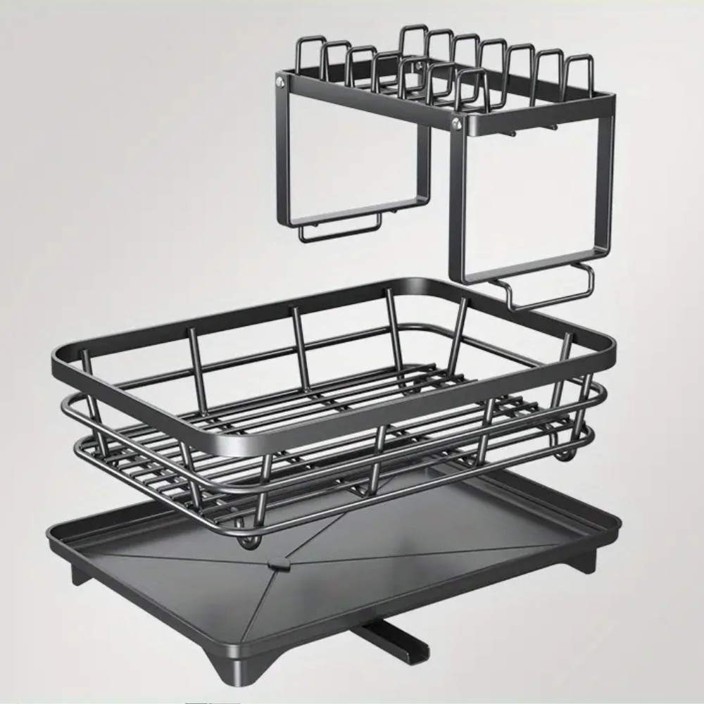 Органайзер-сушарка для посуду 2-х рівневий 102-30 / Сушіння для посуду з піддоном / Настільна сушарка
