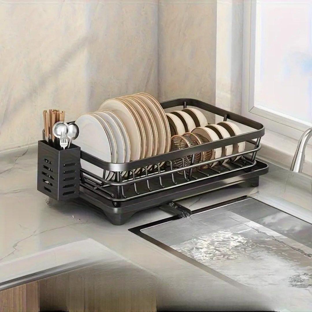 Органайзер-сушарка для посуду 2-х рівневий 102-30 / Сушіння для посуду з піддоном / Настільна сушарка