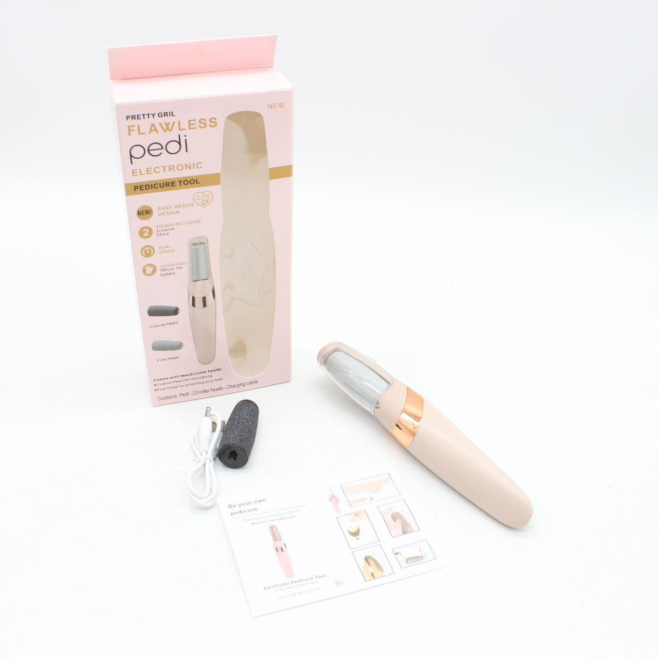 Аппарат для педикюра + 2 ролика, Flawless Pedi / Электрическая пемза для ног / Роликовая пилка для пяток