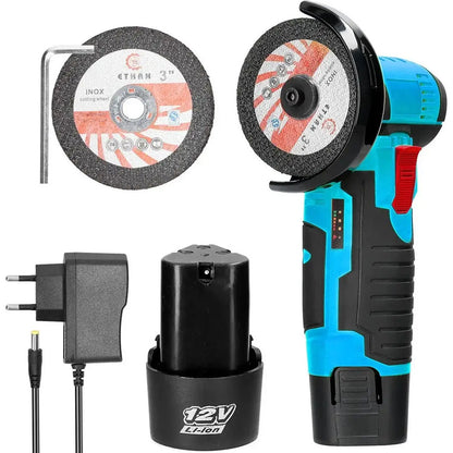 Акумуляторна болгарка + 2 диски, 1 акумулятор 12V / Електроболгарка для дому / Міні болгарка / УШМ