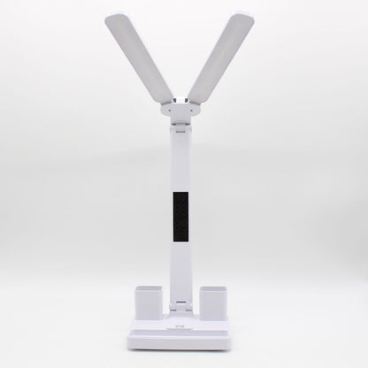 Настільна лампа з двома плафонами, 7Вт, від USB / Світлодіодна акумуляторна лампа з термометром та годинником