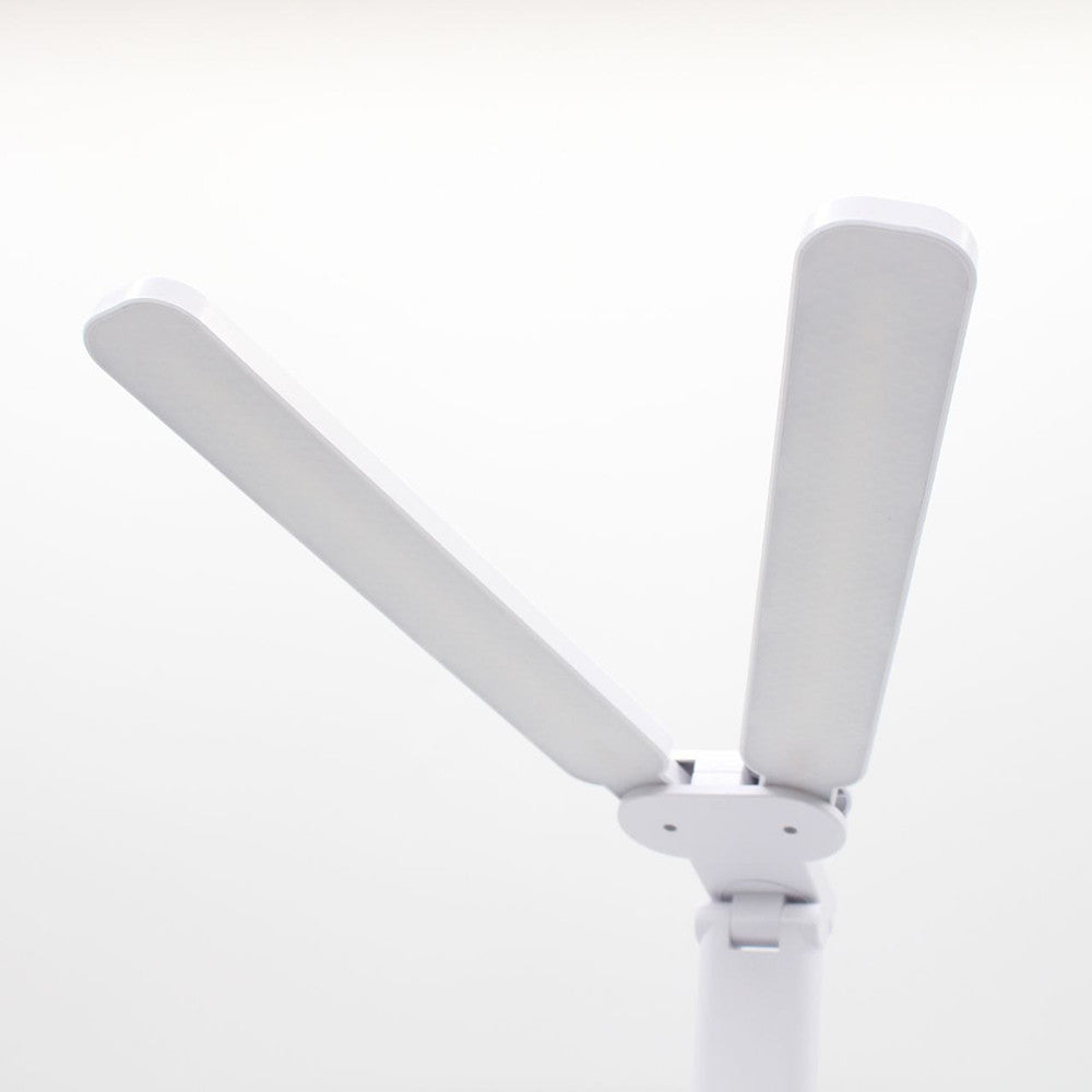 Настільна лампа з двома плафонами, 7Вт, від USB / Світлодіодна акумуляторна лампа з термометром та годинником