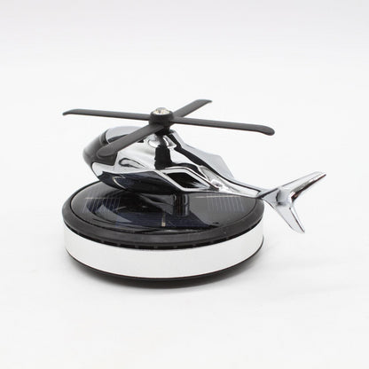 Автомобільний ароматизатор вертоліт з роздуванням на сонячній панелі + багаторазове просочення парфуми, Сріблястий / Ароматизатор