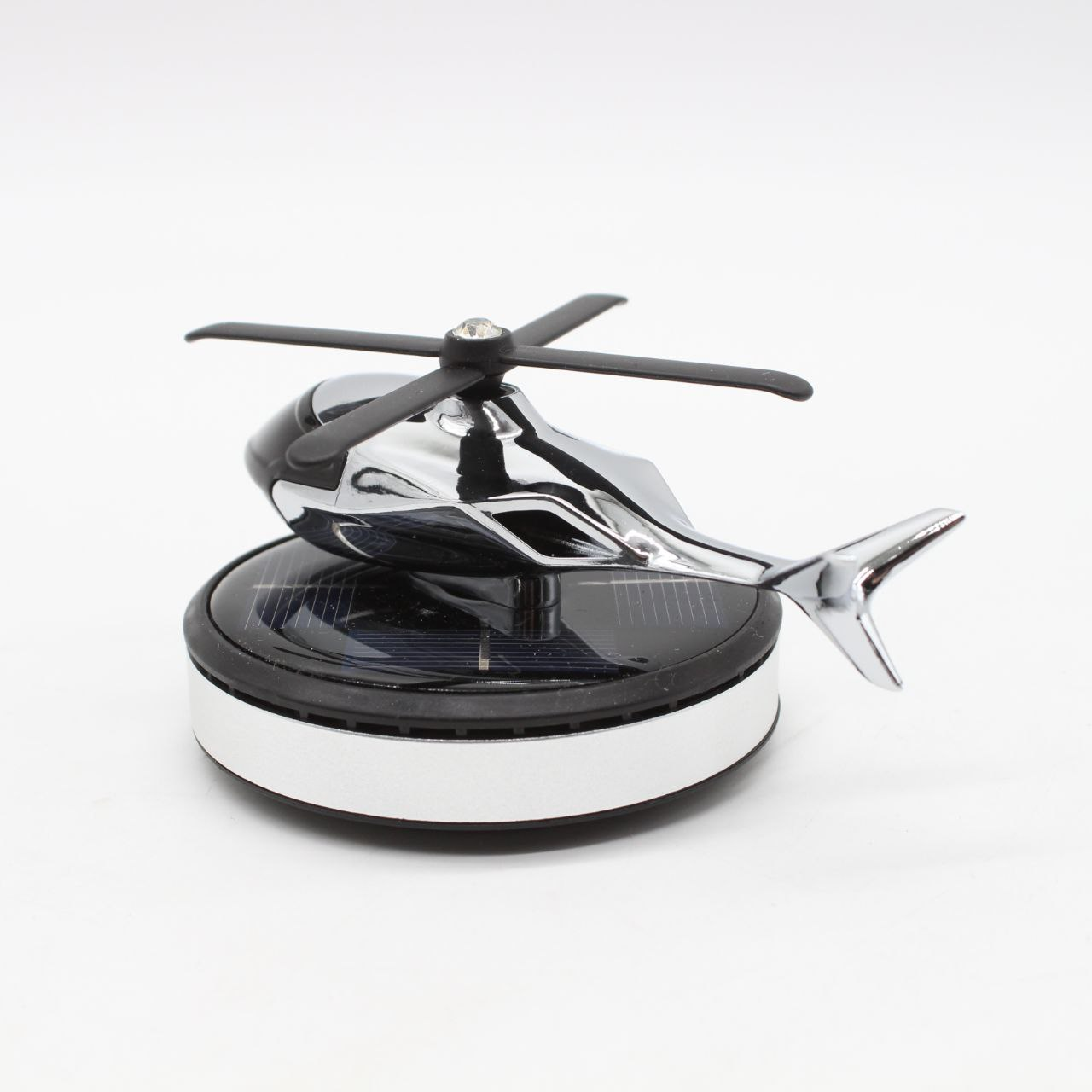 Автомобільний ароматизатор вертоліт з роздуванням на сонячній панелі + багаторазове просочення парфуми, Сріблястий / Ароматизатор