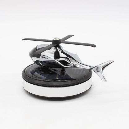 Автомобільний ароматизатор вертоліт з роздуванням на сонячній панелі + багаторазове просочення парфуми, Сріблястий / Ароматизатор