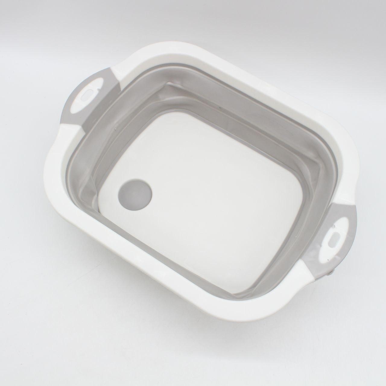 Складна дошка для обробки, з мискою 3 в 1 Chopping Board, Біло-сіра / Дошка кухонна з клапаном для зливу