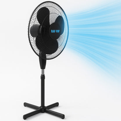 Вентилятор підлоговий 40Вт, 3 швидкості, Чорний / Побутовий вентилятор / Вентилятор для дому / Кімнатний вентилятор