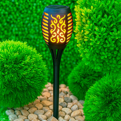 Садовий ліхтар на сонячній батареї 52см, 96LED, Solar flame, Теплий Білий / Декоративний світильник для саду / Ліхтар факел