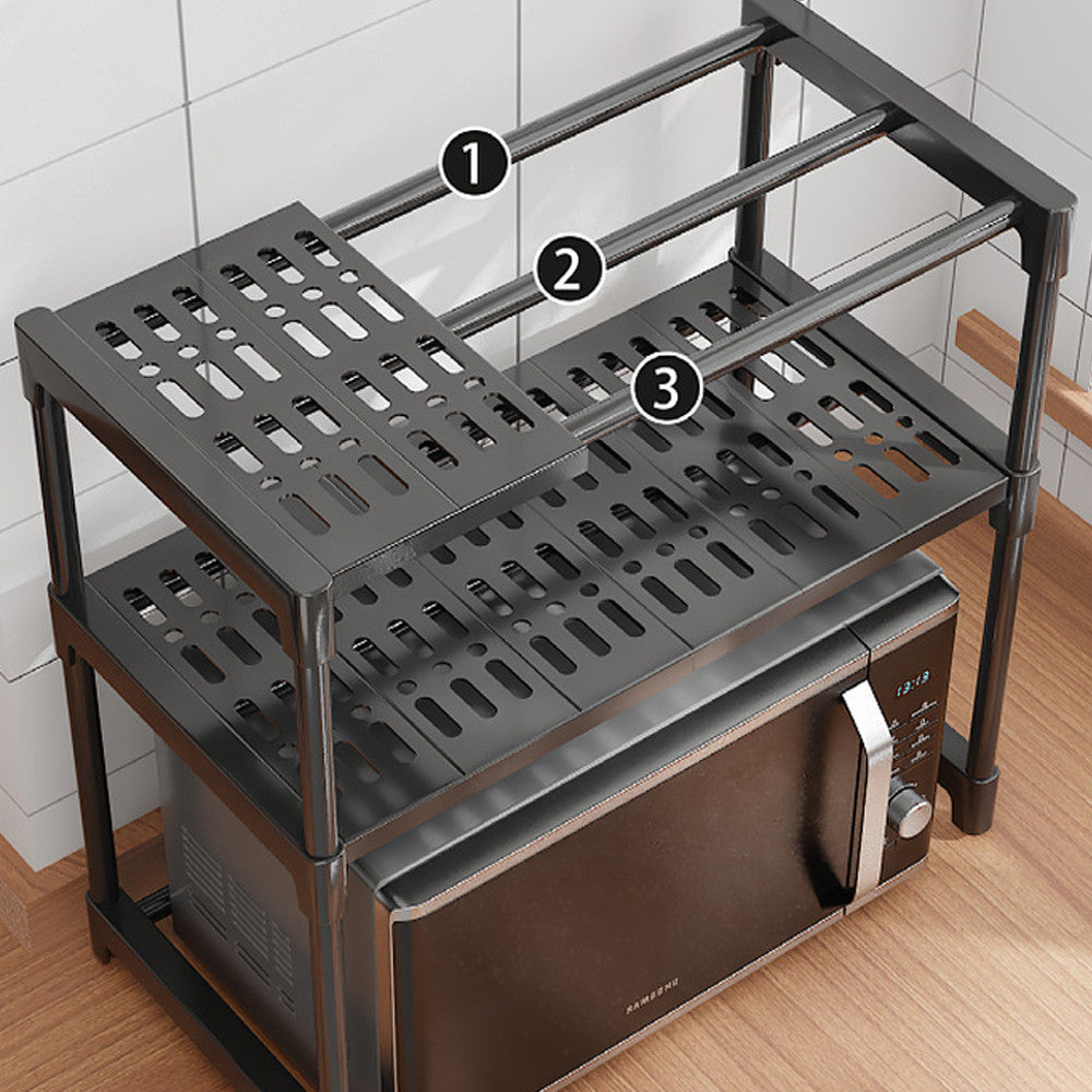 Органайзер для мікрохвильової печі з 2 полицями, 57х30х48см, Чорний / Органайзер для кухні / Настільна етажерка