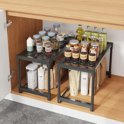 Органайзер для мікрохвильової печі з 2 полицями, 57х30х48см, Чорний / Органайзер для кухні / Настільна етажерка