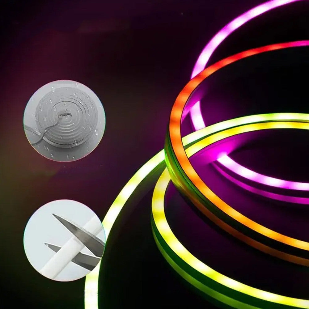 10м Гнучка неонова стрічка RGB + пульт, з Bluetooth та Wi-Fi / Силіконове RGB підсвічування / Розумна RGB стрічка