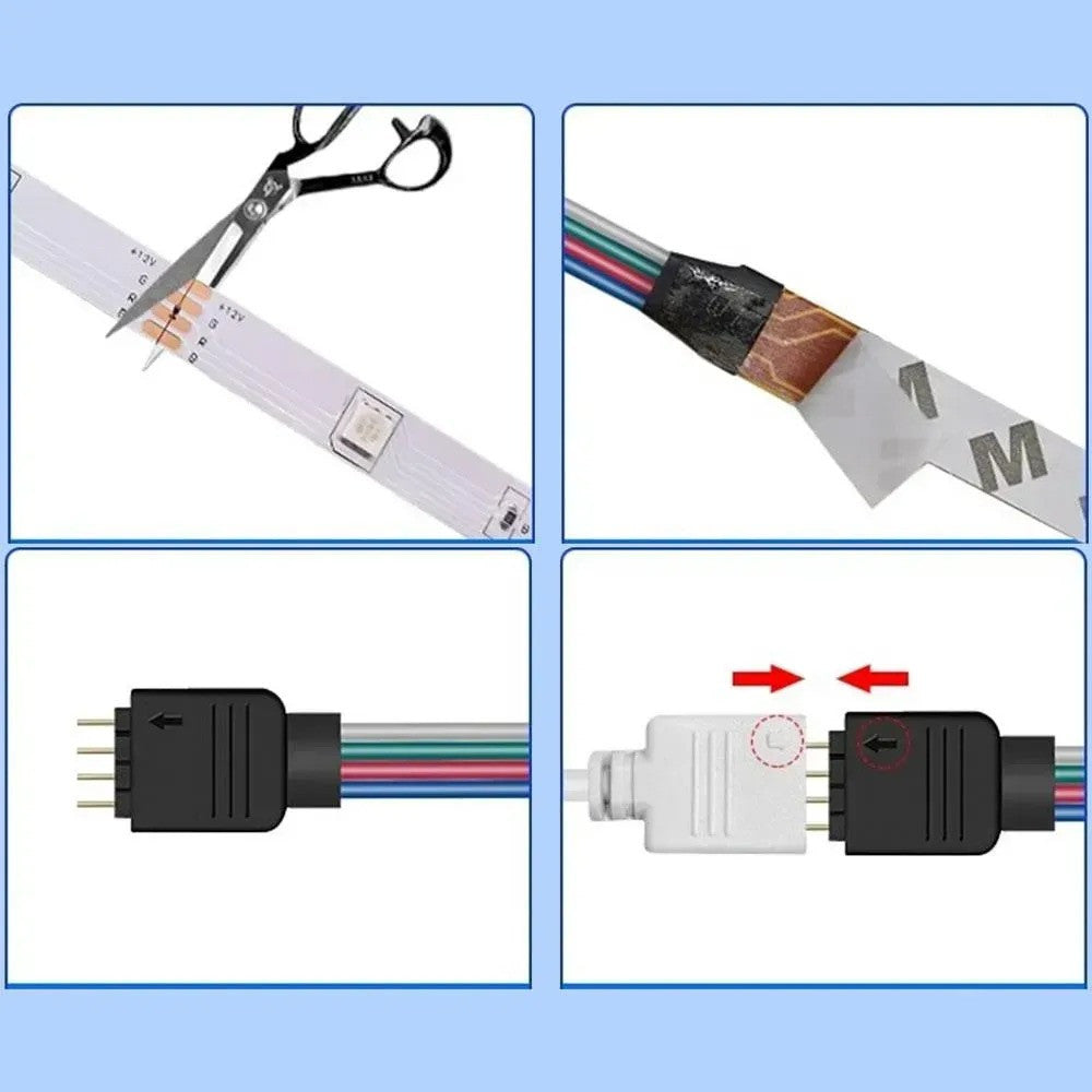 Набір 2 шт Світлодіодна LED стрічка 5м, 12V, RGB 3528, пульт та блок / Неонова стрічка / Підсвічування в кімнату