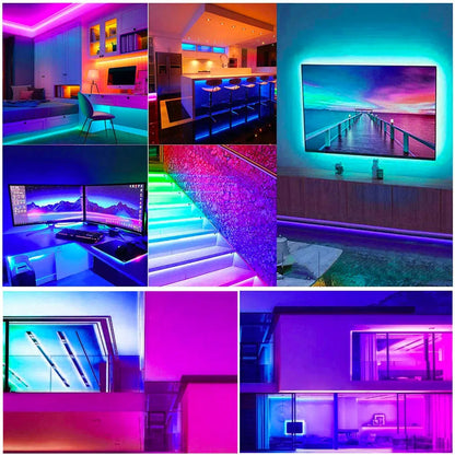 Набір 2 шт Світлодіодна LED стрічка 5м, 12V, RGB 3528, пульт та блок / Неонова стрічка / Підсвічування в кімнату