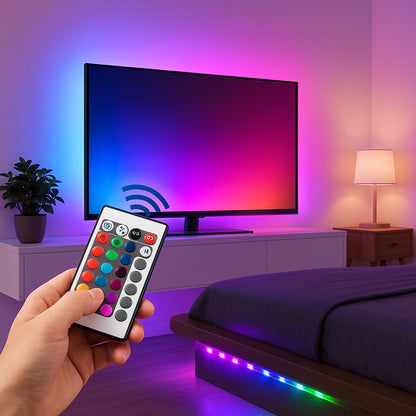 Набір 2 шт Світлодіодна LED стрічка 5м, 12V, RGB 3528, пульт та блок / Неонова стрічка / Підсвічування в кімнату