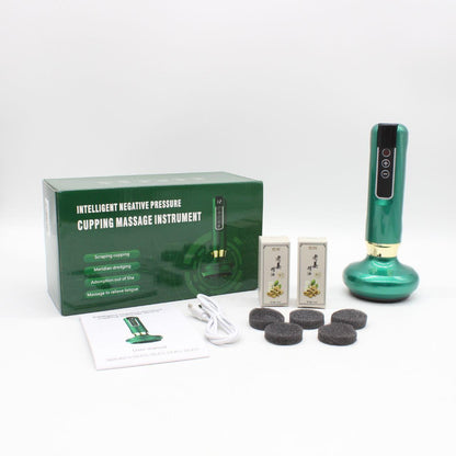 Вакуумний масажер акумуляторний, 6 режимів, Зелений / Ручний масажер для тіла від целюліту