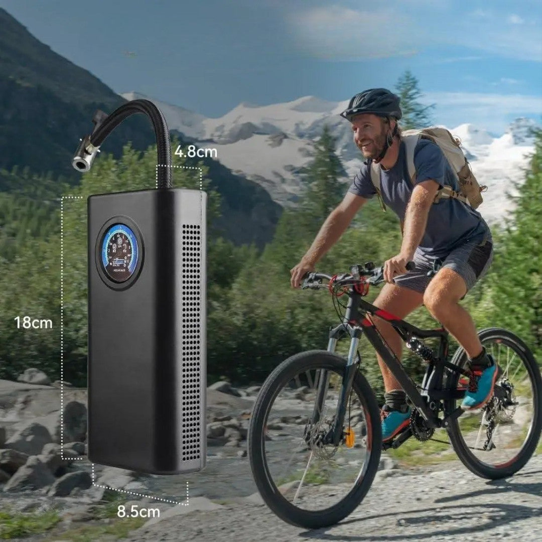 Автокомпресор із ліхтариком + 3 насадки, 35 л/хв, CQB002 / Автомобільний компресор для підкачування шин