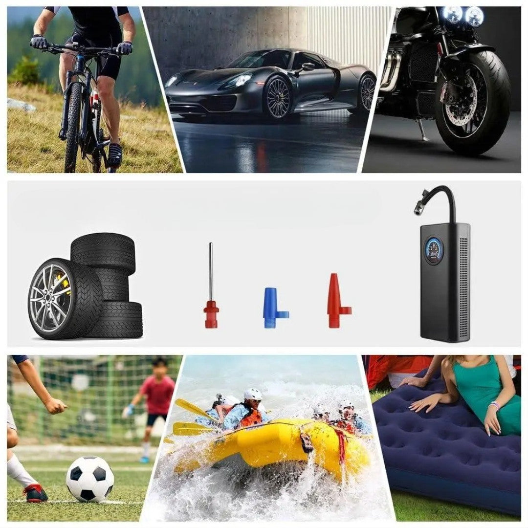 Автокомпресор із ліхтариком + 3 насадки, 35 л/хв, CQB002 / Автомобільний компресор для підкачування шин