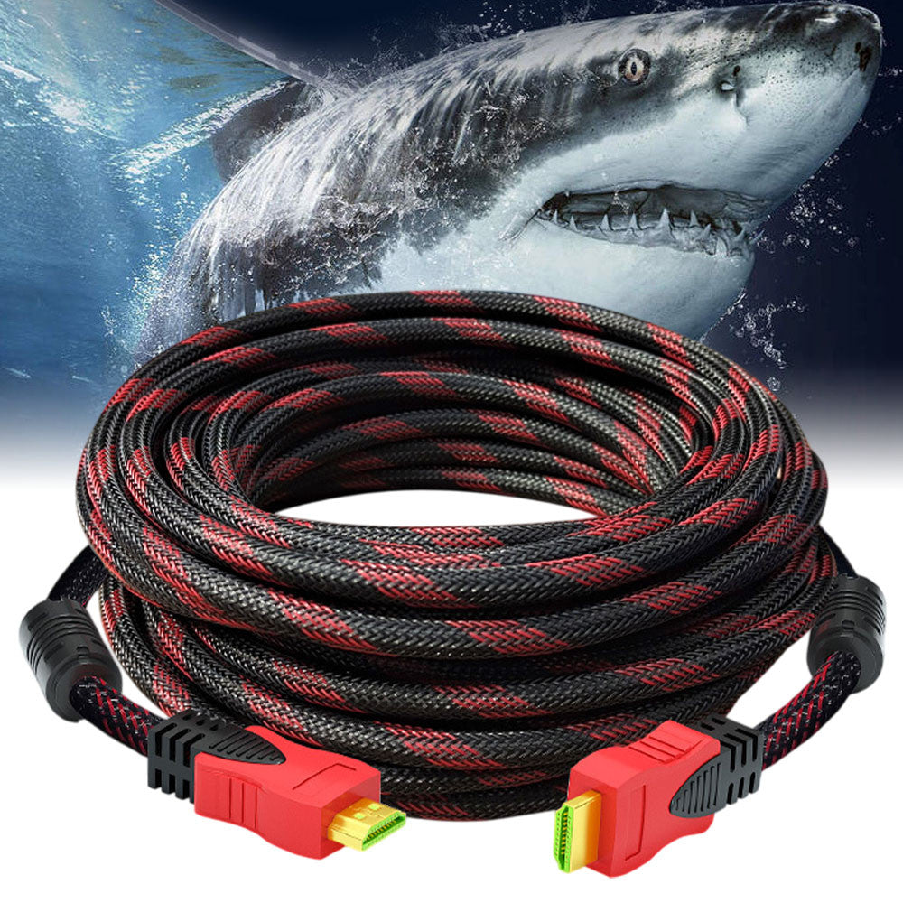 HDMI кабель 15м з посиленою оплеткою та феритовими фільтрами / Кабель мультимедійний / Шнур для відео