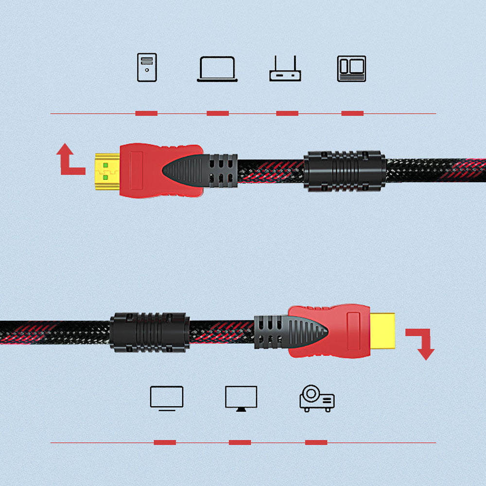 HDMI кабель 15м з посиленою оплеткою та феритовими фільтрами / Кабель мультимедійний / Шнур для відео