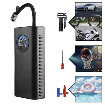 Автокомпресор із ліхтариком + 3 насадки, 35 л/хв, CQB002 / Автомобільний компресор для підкачування шин