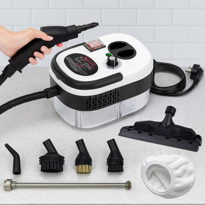 Компактний пароочисник для дому 2500Вт, 1.2л + 7 насадок / Парогенератор для прибирання / Паровий очищувач