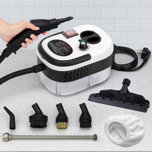 Компактний пароочисник для дому 2500Вт, 1.2л + 7 насадок / Парогенератор для прибирання / Паровий очищувач