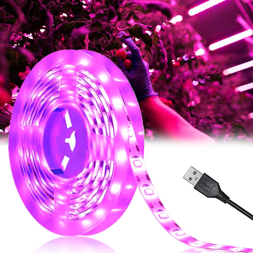 5м Світлодіодна фітострічка для рослин, від USB, Білий / Фітолента для розсади / LED стрічка для кімнатних рослин