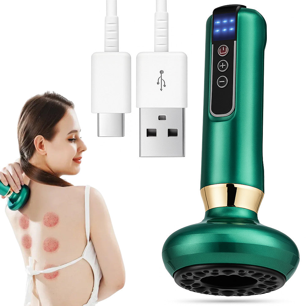 Вакуумний масажер акумуляторний, 6 режимів, Зелений / Ручний масажер для тіла від целюліту