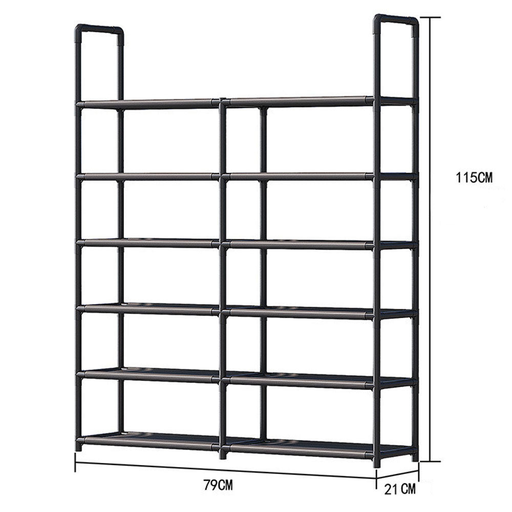 Полиця для взуття 6 ярусів, 115x79x21см, Чорний / Стелаж для взуття / Підставка для взуття / Полиця для підлоги