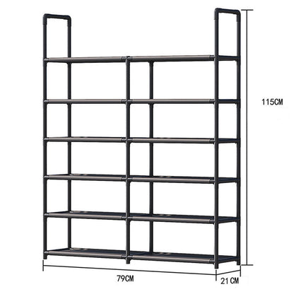Полиця для взуття 6 ярусів, 115x79x21см, Чорний / Стелаж для взуття / Підставка для взуття / Полиця для підлоги