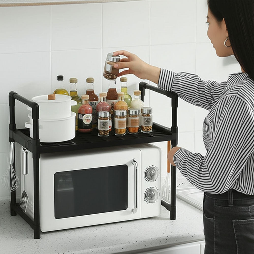 Підставка для мікрохвильової печі одноярусна 51х27х50.5см, Чорний / Поличка на кухню / Полочка для мікрохвильової печі
