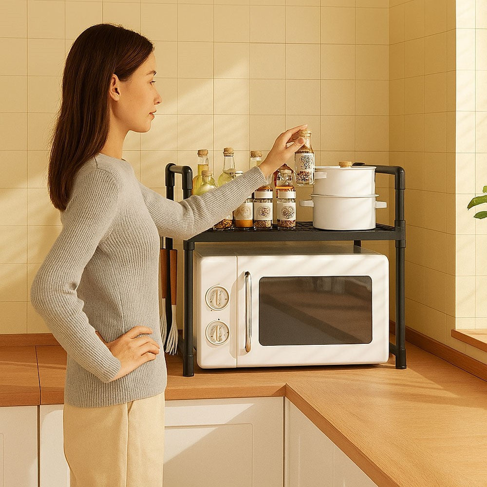 Підставка для мікрохвильової печі одноярусна 51х27х50.5см, Чорний / Поличка на кухню / Полочка для мікрохвильової печі