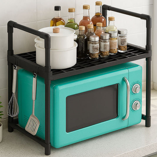 Підставка для мікрохвильової печі одноярусна 51х27х50.5см, Чорний / Поличка на кухню / Полочка для мікрохвильової печі