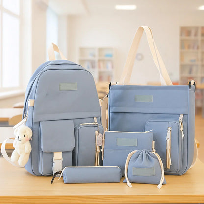 Шкільний рюкзак 40х29х12см +Сумка, шоппер, пенал, Блакитний / Комплект сумок / Рюкзак з сумками