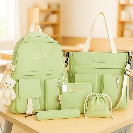 Шкільний набір: Рюкзак, сумка, шоппер, зелений, пенал / Комплект сумок / Рюкзак з сумками