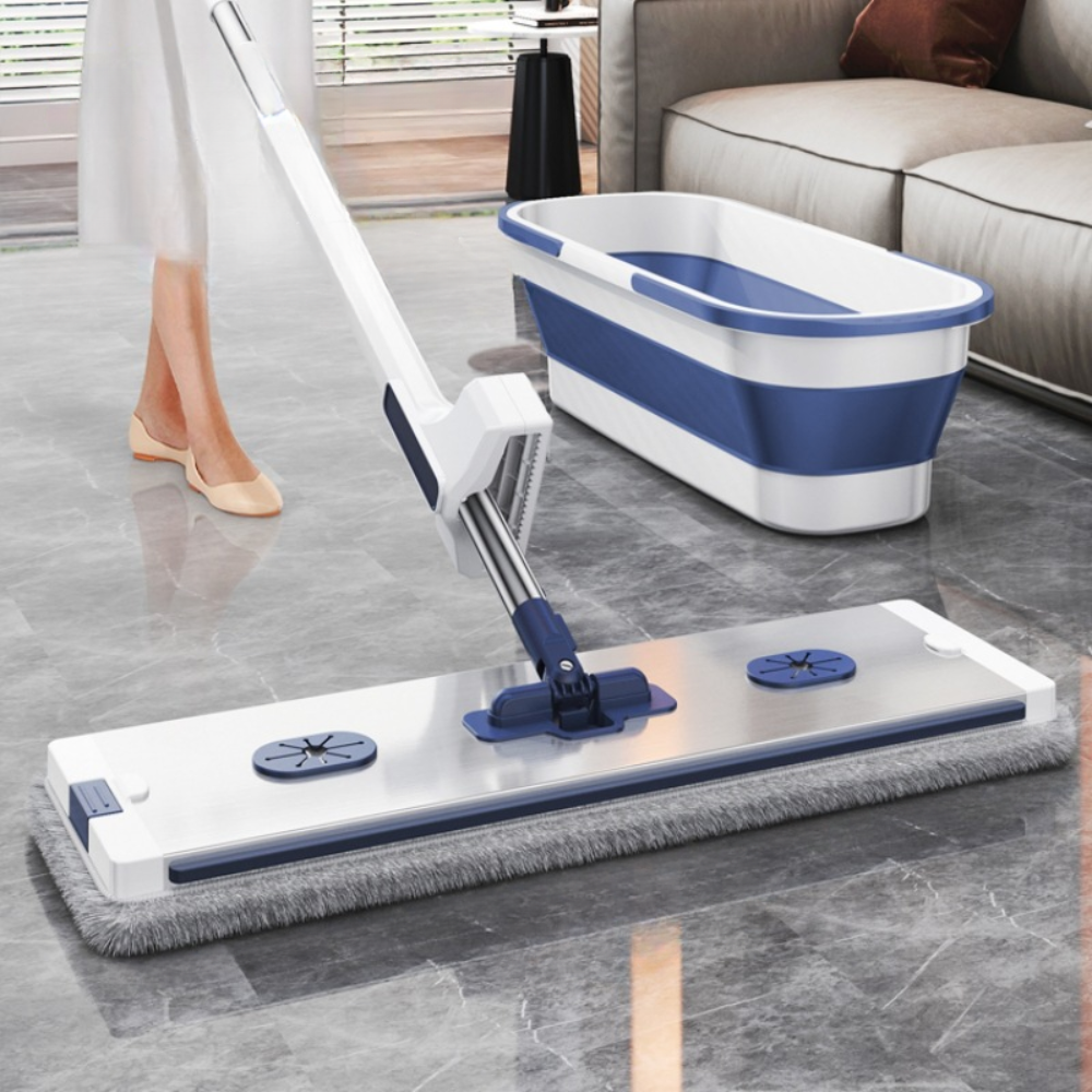 Швабра зі складним відром, 12 л / Швабра ледарка / Самовіджимаюча швабра / Набір для прибирання
