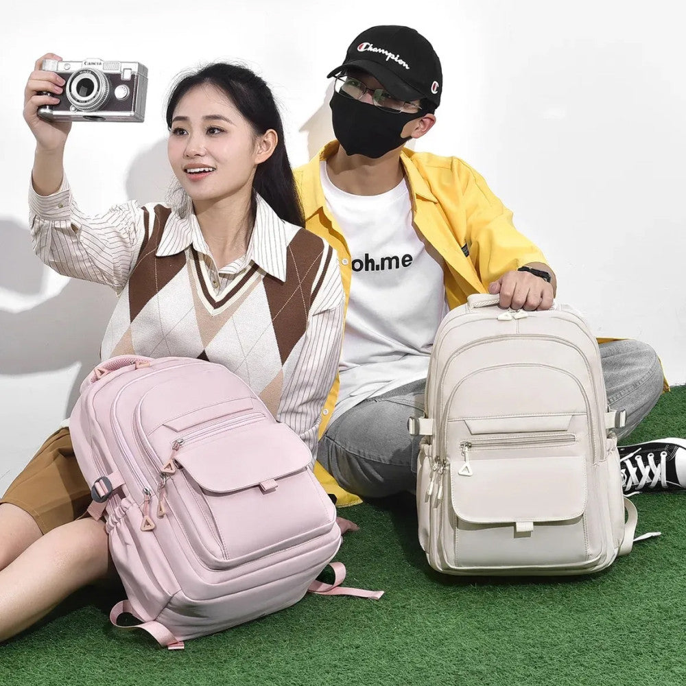 Шкільний рюкзак водонепроникний 44×29×13см, Бежевий / Рюкзак у школу / Рюкзак підлітковий / Міський рюкзак