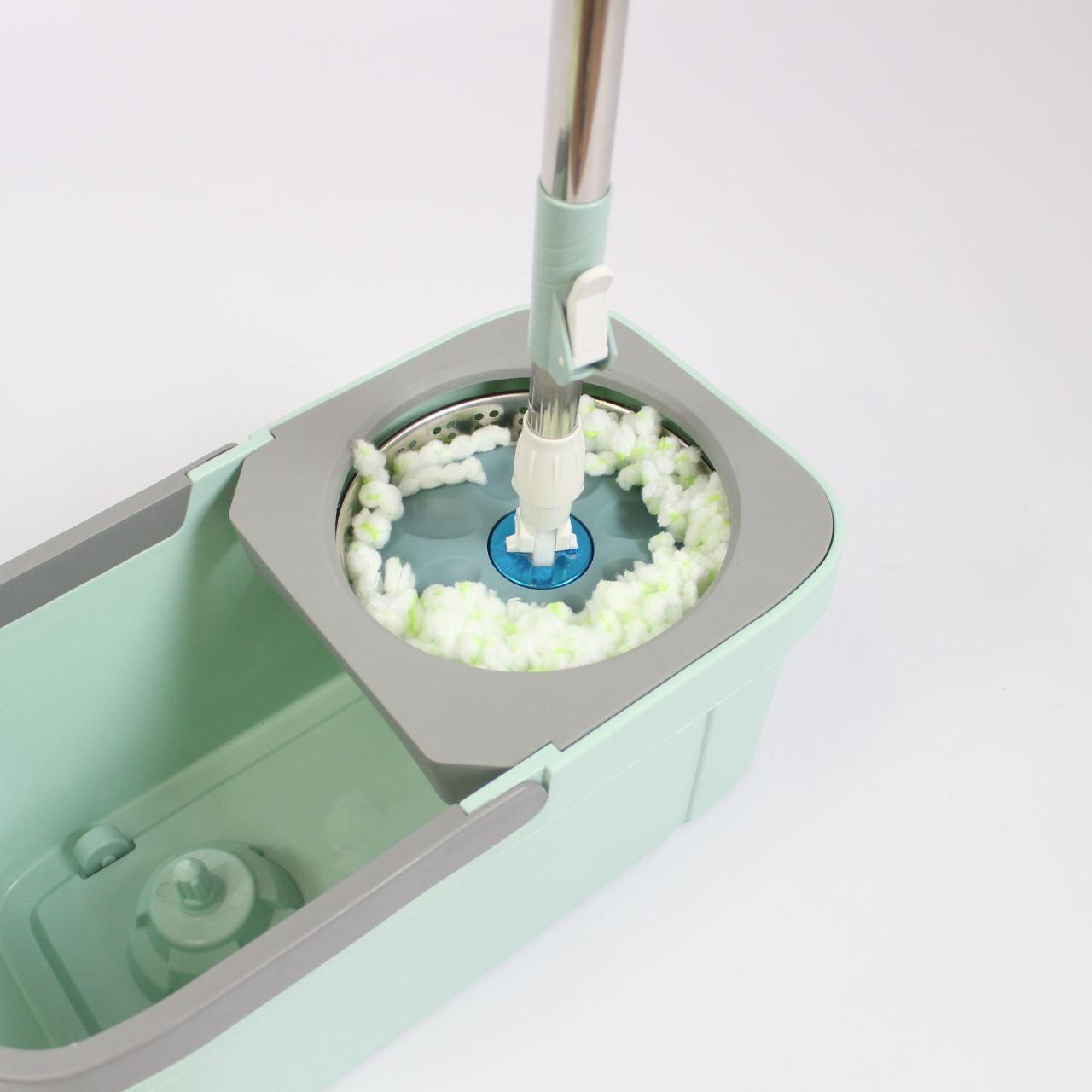 Швабра з автоматичним віджимом та відром 6л, Бірюзовий / Швабра ледарка / Швабра з відром / Швабра ледарка з віджимом