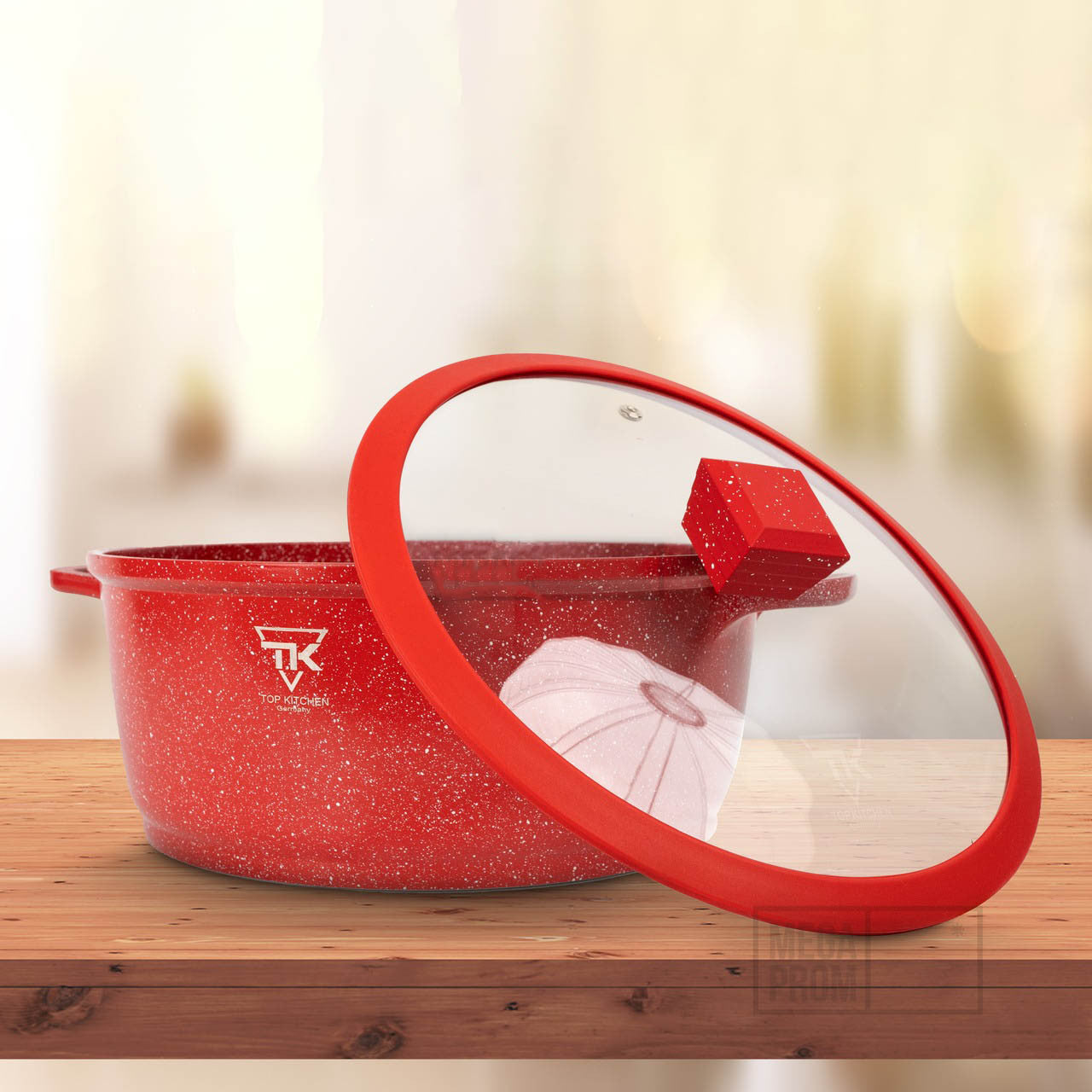 Набір каструль із гранітним покриттям 10 предметів, Top Kitchen TK0005, Червоний / Набір посуду з антипригарним покриттям