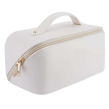 Косметичка з повним доступом з екошкіри (23,5х13х13 см), Біла / Дорожня жіноча сумка-косметичка