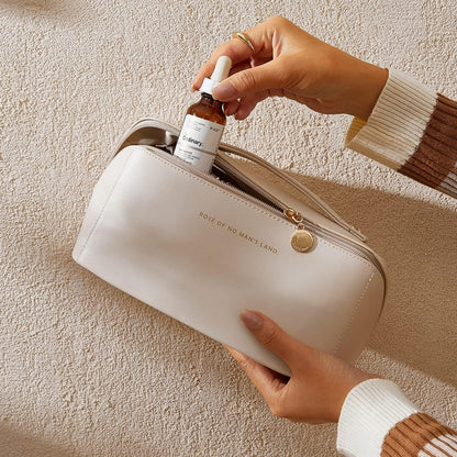 Косметичка з повним доступом з екошкіри (23,5х13х13 см), Біла / Дорожня жіноча сумка-косметичка