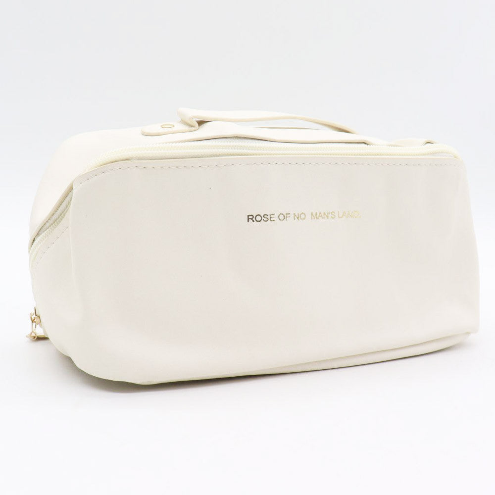 Косметичка з повним доступом з екошкіри (23,5х13х13 см), Біла / Дорожня жіноча сумка-косметичка