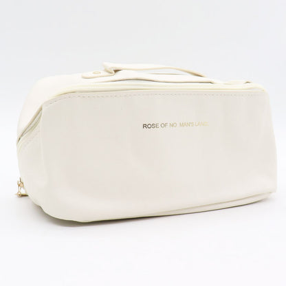 Косметичка з повним доступом з екошкіри (23,5х13х13 см), Біла / Дорожня жіноча сумка-косметичка