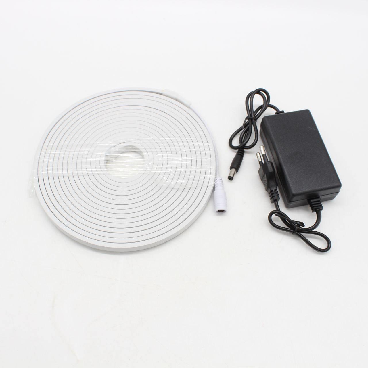 Гнучка неонова стрічка 5 м, LED NEON 12V-220V, Біла / Світлодіодна стрічка силіконова