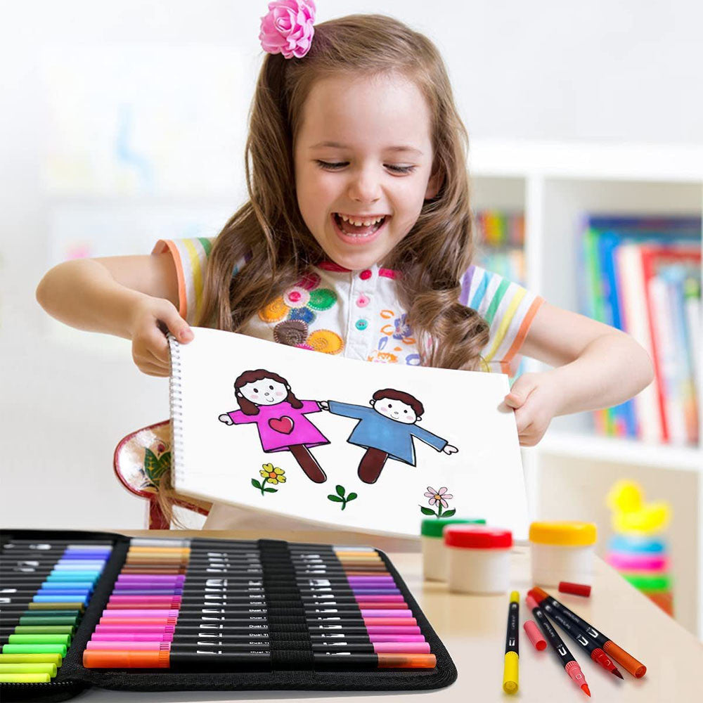 Акварельні маркери двосторонні 168шт з сумкою, Color pencil / Набір для малювання / Маркери для малювання