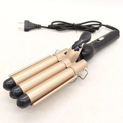 Плойка потрійна 90Вт, від мережі, GM 1956, Золотистий / Плойка хвиля / Плойка для волосся / Щипці для завивки волосся