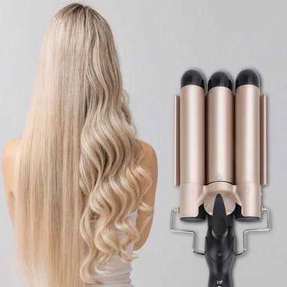 Плойка потрійна 90Вт, від мережі, GM 1956, Золотистий / Плойка хвиля / Плойка для волосся / Щипці для завивки волосся