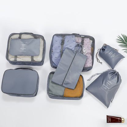 Набір дорожніх органайзерів 8 шт, Сірий / Дорожній набір органайзерів / Організатори для подорожей