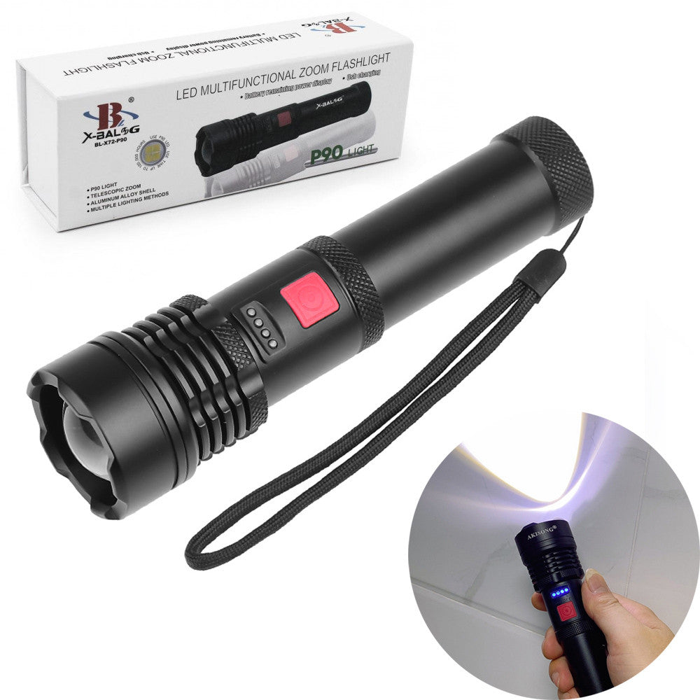 Ліхтарик ручний акумуляторний, від USB, Bailong BL X72 P50, Чорний / Світлодіодний LED ліхтар / Ліхтарик на акумуляторі